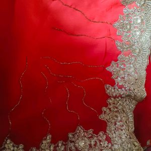 Red Colour Crepe Saree