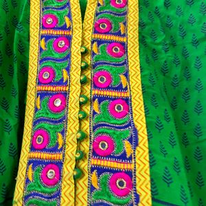 Bottle Green Kurti With Yellow Embroidery