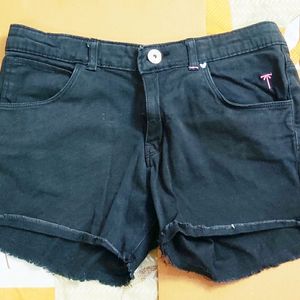 Lowrise Mini Black Denim Shorts