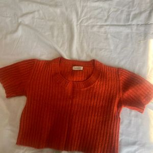 ORANGE RIBBED WINTER  Crop TOP