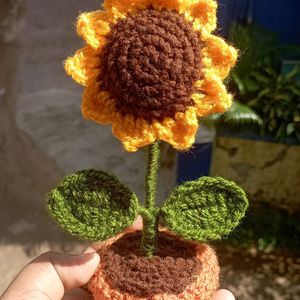 Handmade Crochet Sunflower Pot