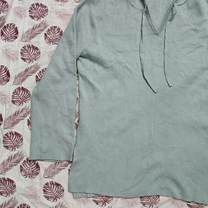 Light Blue Cotton Stretchable Hoodie