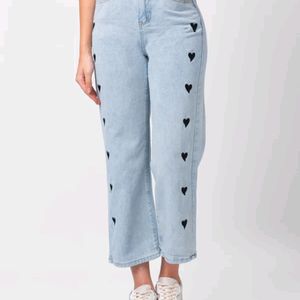 Embroidered Heart Designed Regular fit Jean