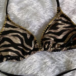 Leopard Print Tassel Beautiful Bikini Top