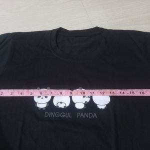 Black Full Sleeves Panda Print Tshirt