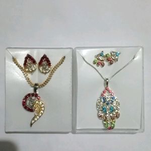 pendent set with earring for girls Pack Of 2