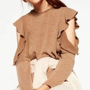 Zara Ruffled Cold Shoulder Top