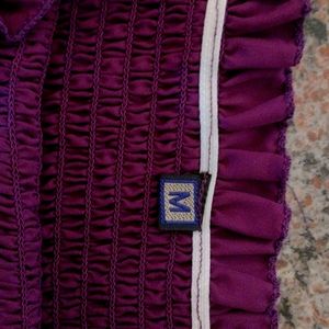 Korean Purple Crop Top With Balloon Sleeves