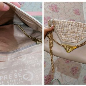 🤎Caprese Beige Solid Shoulded Bag