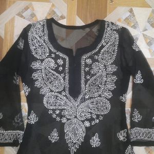 Black CHIKENKARI KURTA