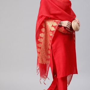 Anouk M Size Red Silk Kurta Set