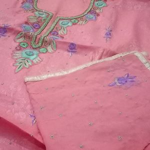 Pink Thread Sobber Embroidery Suit