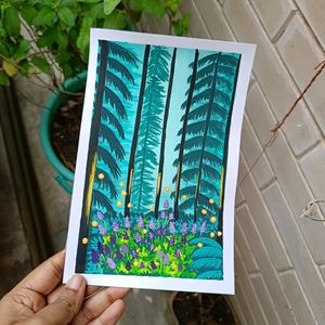 Aesthetic Forest Painting On A5 Sheet