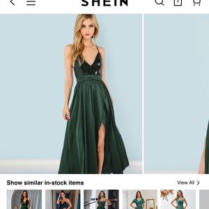 Shein Satin Sequin Panel Split Maxi Cami Dress