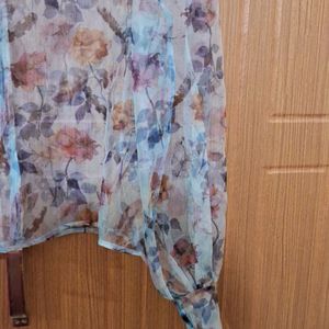 Floral Mesh Sheer Top Blouse