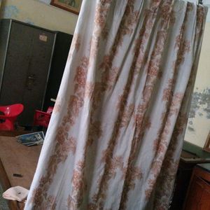 Off White Curtain With Floral Print