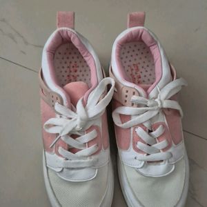 Korean Kawaii Pink And White Sneakers