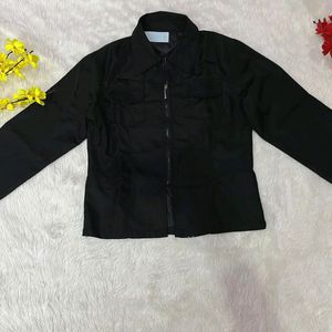 Black jacket with half chain fromt opening