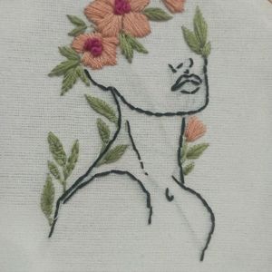 Handmade Embroidery Of Women And Flowers