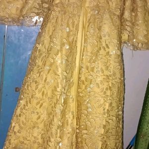 Golden Shrug With Frock