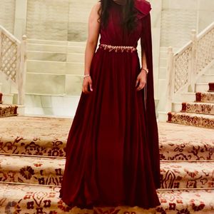 Maroon Lehenga With Trendy Sleeves