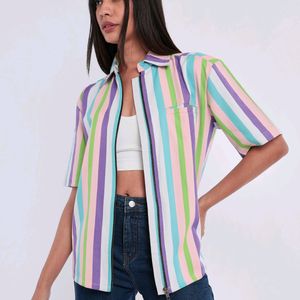 Pastel Striped Handloom Overshirt (Unisex)