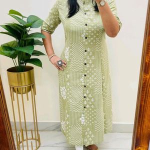 A-line Pure Cotton Kurti With Pocket