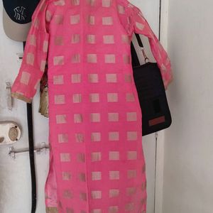 Pink And Gold Long Kurta