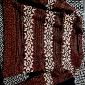 Brown Printed Sweater