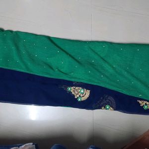 Designer Jorjet And Cross Fabric Half N Half Saree