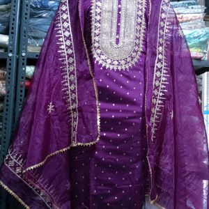 Unstitched Chanderi Suit