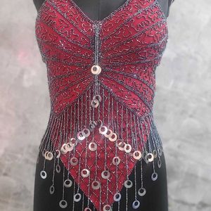 Red Silver Butterfly 🦋 Top With Latkan