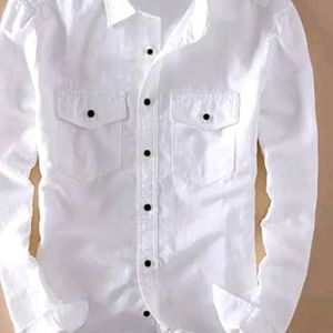 White Jeans Shirt with Double Pocket