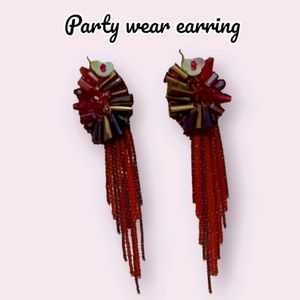 Silver Plated and Party Wear Red Earring.