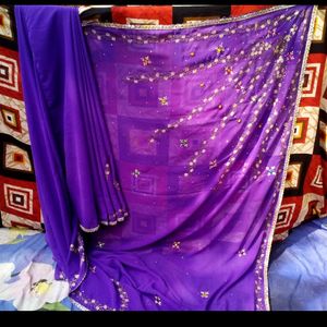 Saree With Embroidery Lace And Blouse