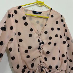 Peplum Pink Polka Dots Top