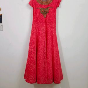 Coral Pink Party Wear Gown