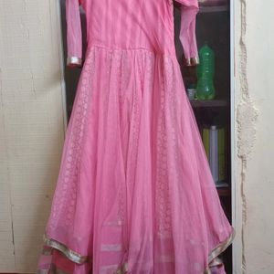 50% Offer Large Gown With Dupatta,Pink Color