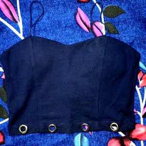 Navy Blue Padded Crop Top. Fits Small To Medium