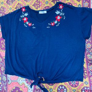 Blue Crop Tops Beautiful Embroidery Work