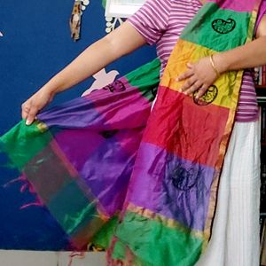 Rainbow colored silken dupatta