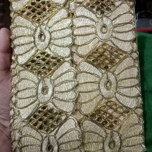 2 meter Golden Embroidery Flower Lace