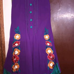 Purple embroided georgette tunic