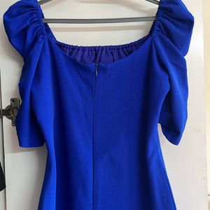 Gorgeous Blue Bodycon Dress With Puffy Sleeves