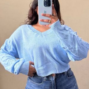 Baby Blue V Neck Pullover