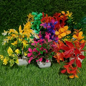 8 colourful artificial plants combo