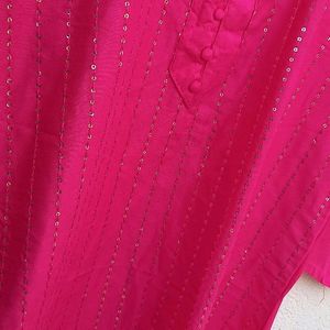 Beautiful Sequence Rayon Pink Kurti