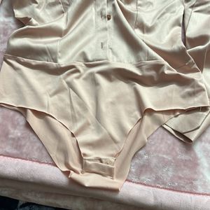 Satin Bodysuit With Shoulder Pads