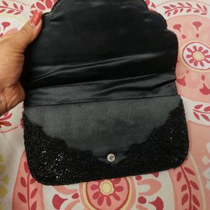 Black Sparkle Beaded Clutch