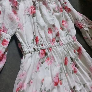 White Floral Dress For Girls